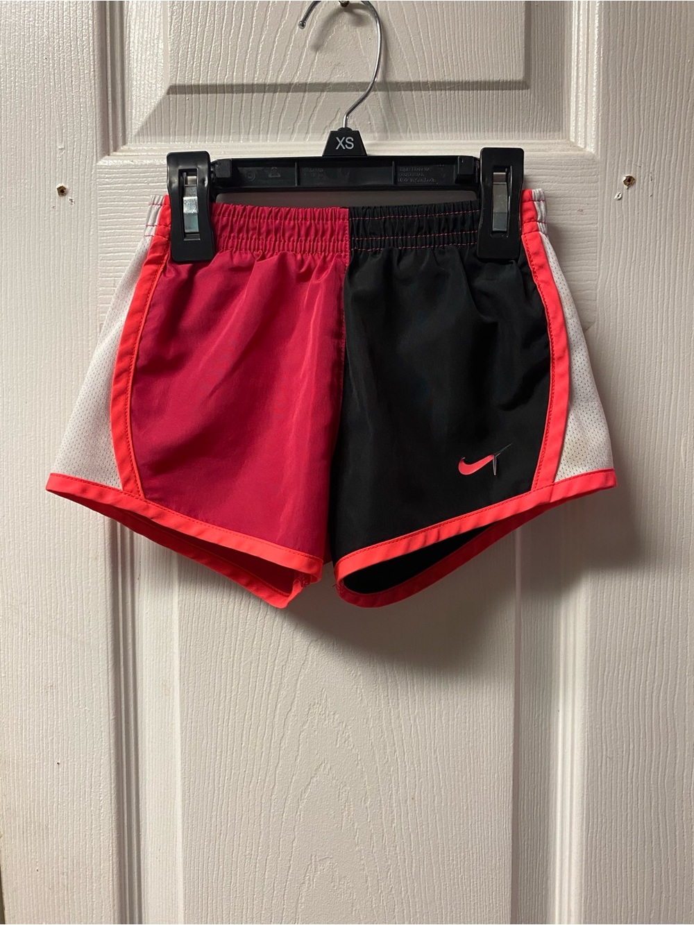 Nike Girls Colorblock Athletic Shorts - Pink/Black/White